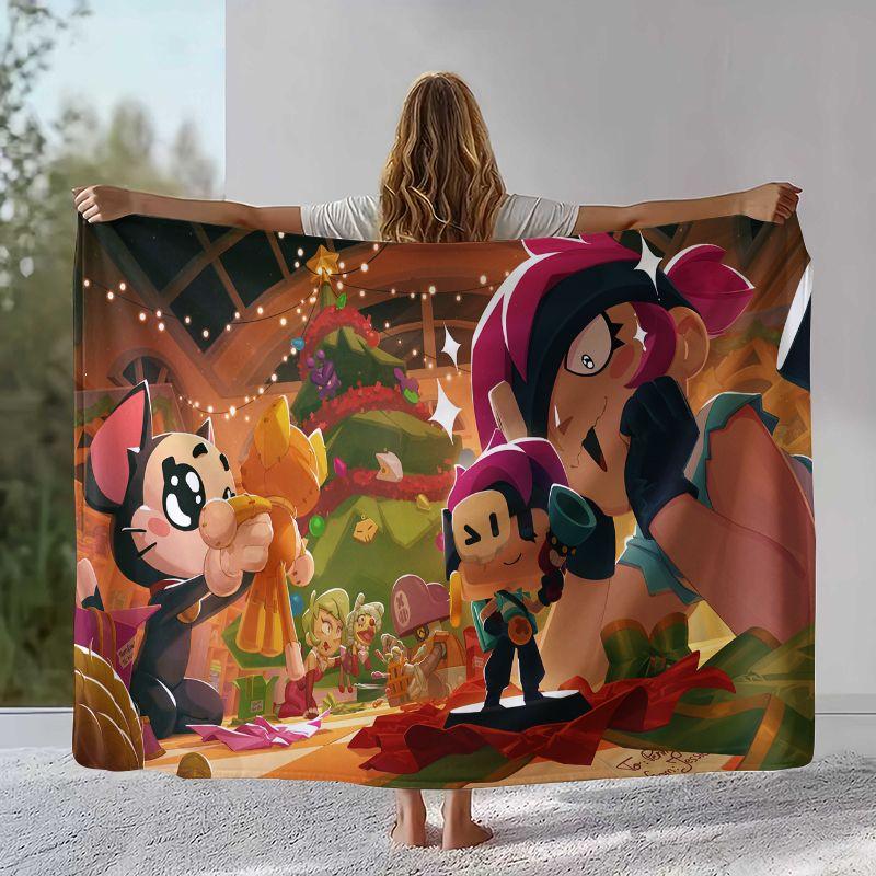 Cartoon B-Brawl Game Flannel Blanket,Ultra Soft Warm Plush Throw for Home Bedroom Bed Sofa Cover Office Camping Picnic Gift