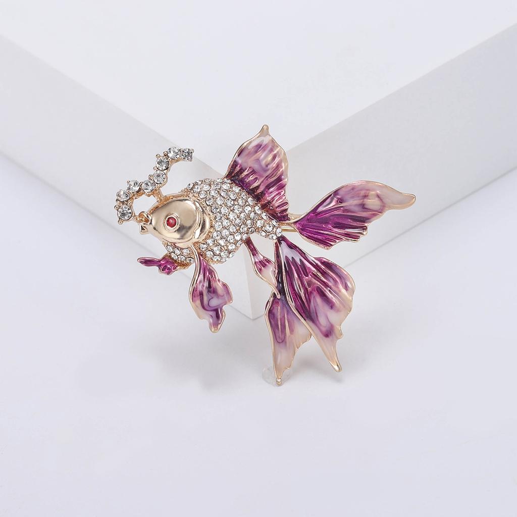 Rhinestone Goldfish Brooches for Women Enamel Aquatic Animal Pins Event Party New Gifts Backpack Decoration Clothes Accessories