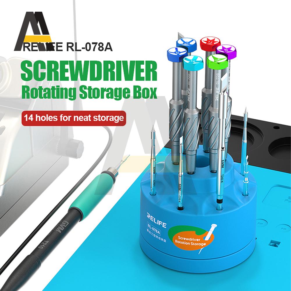 RL-078A Multi-function Phone Repair Screwdriver Storage Holder with Non-slip Base Large Capacity Tools Collecting Box