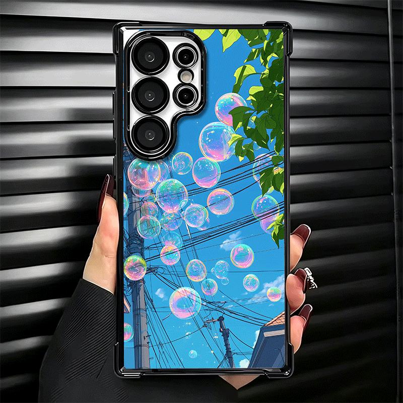 Anime Aesthetic Scenery Plating Phone Case For Samsung Galaxy S24 S25 FE S26 Edge S23 Ultra S22 S21 Plus S20 Anti-Fall Airabag C