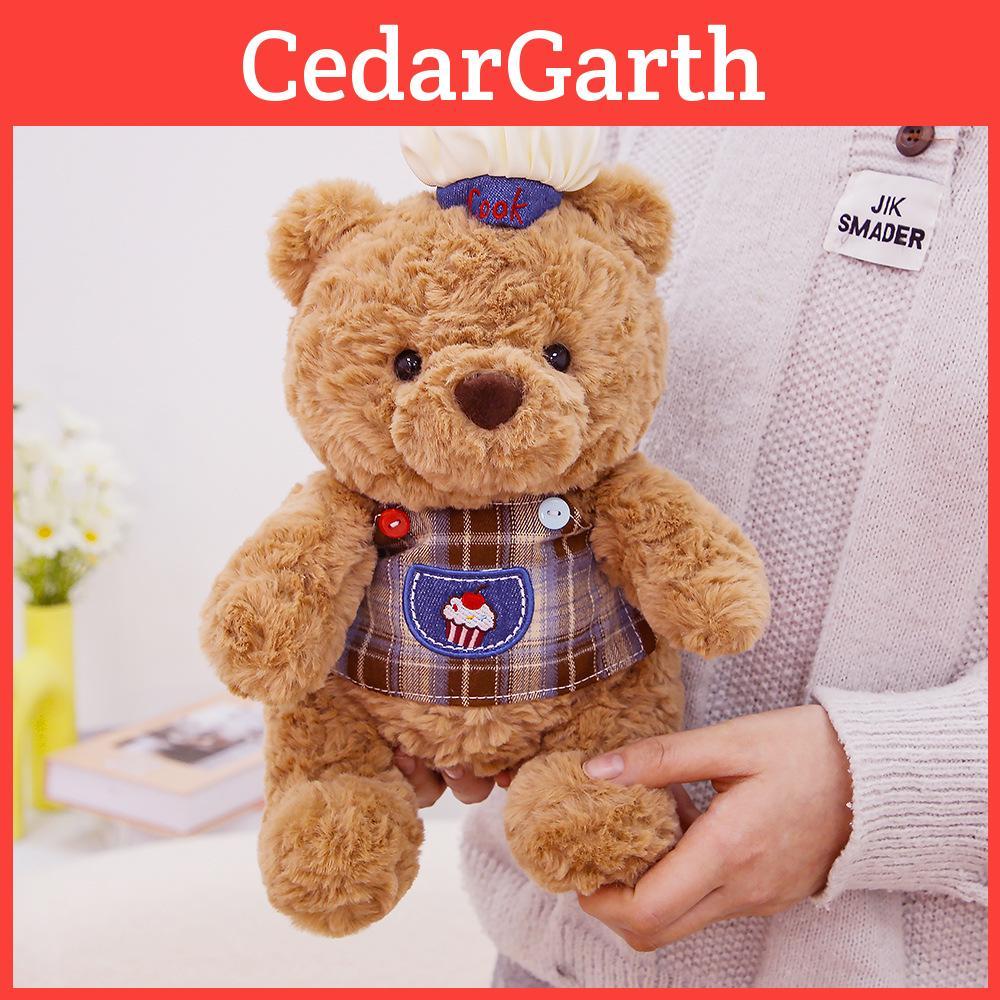 Teddy Bear Plush Toy With Checkered Apron And Eyeglass Decor For Kids And Comfort