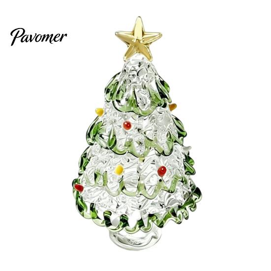 Decorative Glass Art for Shelves Glazed Christmas Tree Figurine, Pulled Wire Desk Decor, Colorful Home Mini Holiday Tabletop Ornament Car Home, Unique