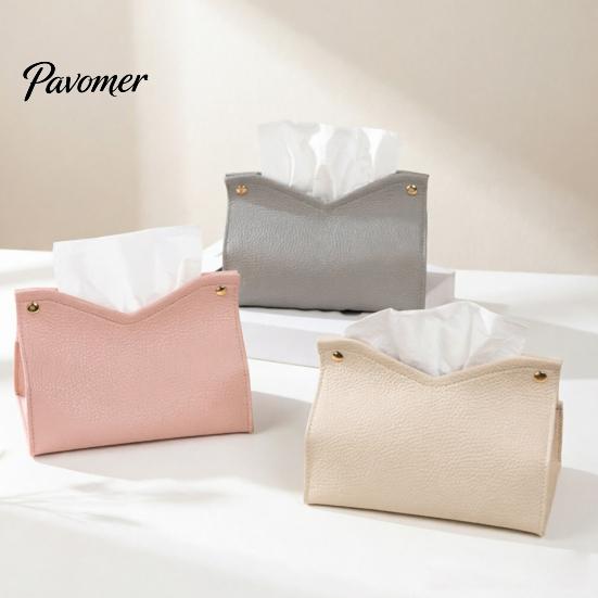 Flexible PVC Tissue Box Cover Box, Easy Open Waterproof Leather Design, Simple Double-sided Case Style Durable Anti-Crack Dispenser for Home