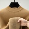 Autumn Winter Warm Mock Collar Sweaters for Men Solid Long-sleeve Fleece Knitted Sweaters Men Casual Thick Pullovers