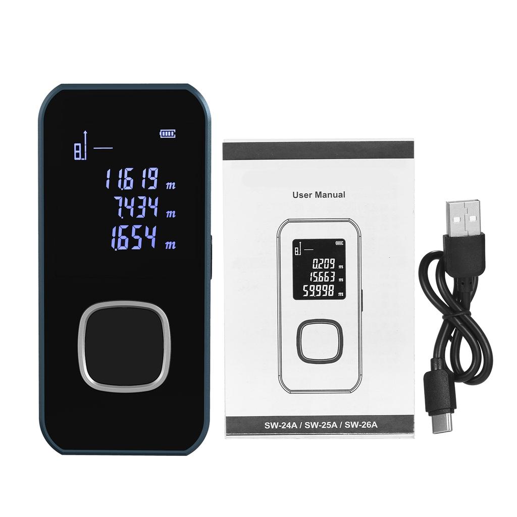 196ftCelsius60m     Measure Digital   Distance Met    Measurement Tool Range Find  with Backlit LCD Electronic Angle Sensor Measure A