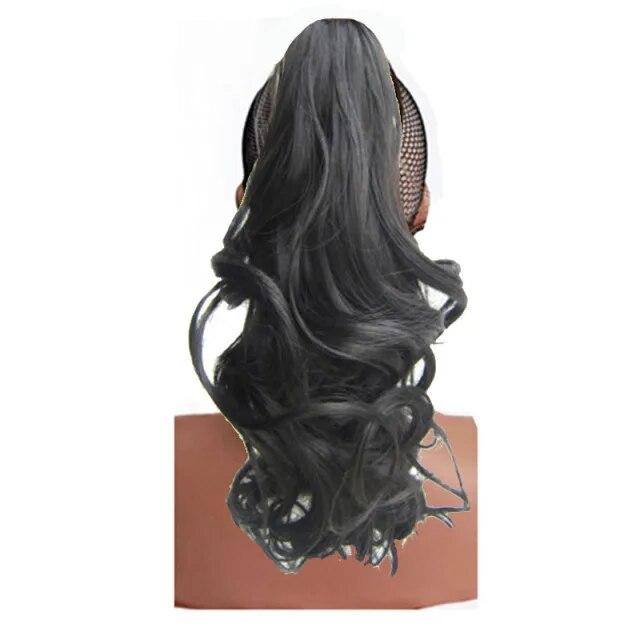 Synthetic Wavy Claw Clip In Hair Extension Pony Tail Heat Resistant Natural Wave False Hairpiece