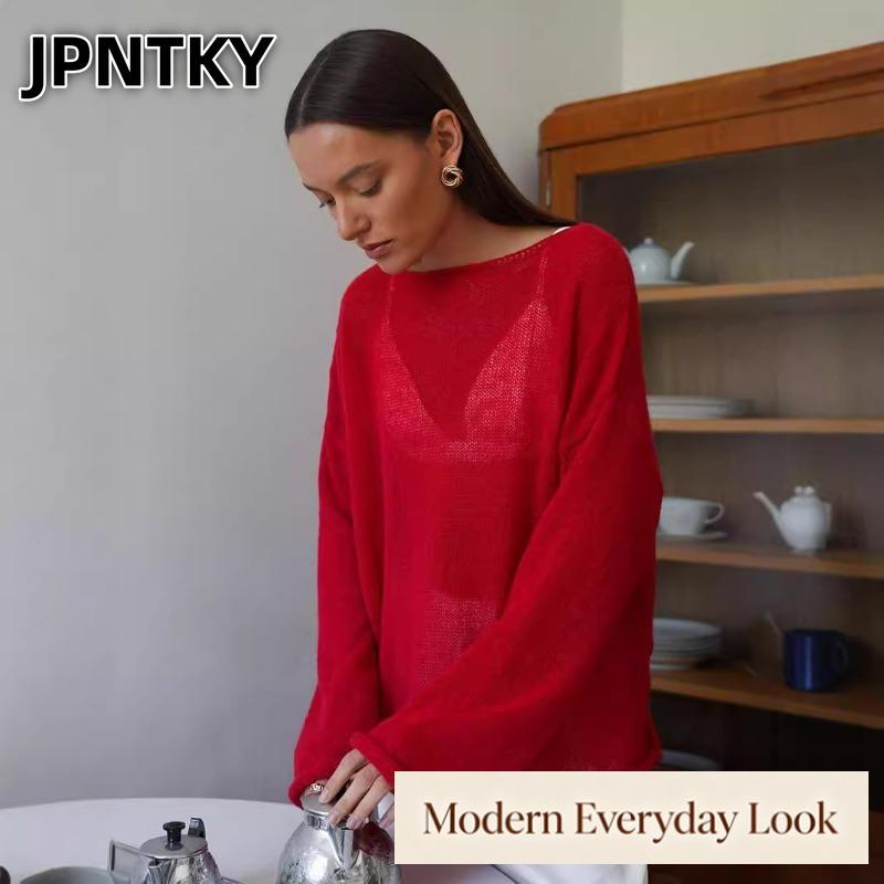 JPNTKY Women's Fashion Casual Solid Color Print Long Sleeve O-Neck Blouses & Shirts