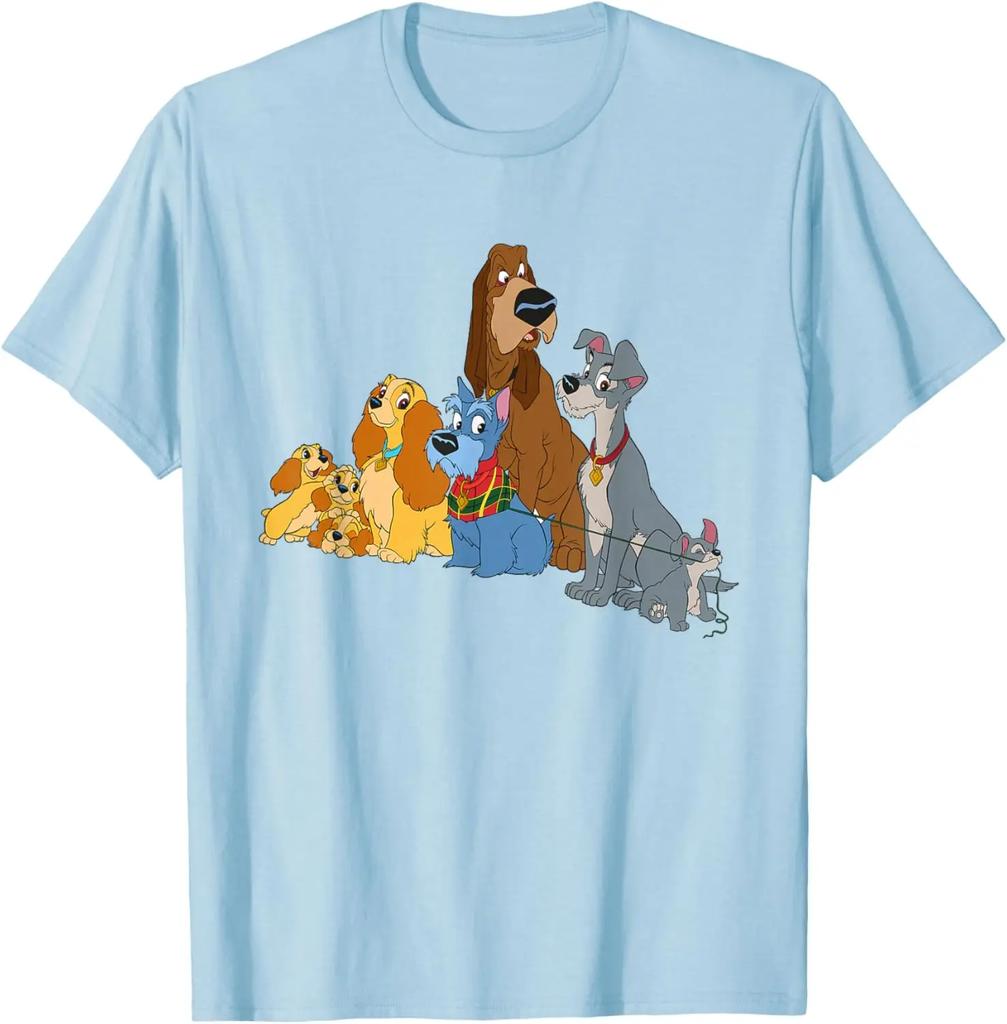 T-shirt alla moda Disney Lilli e il Vagabondo Cani S-4XL Regalo per Tutte le Stagioni