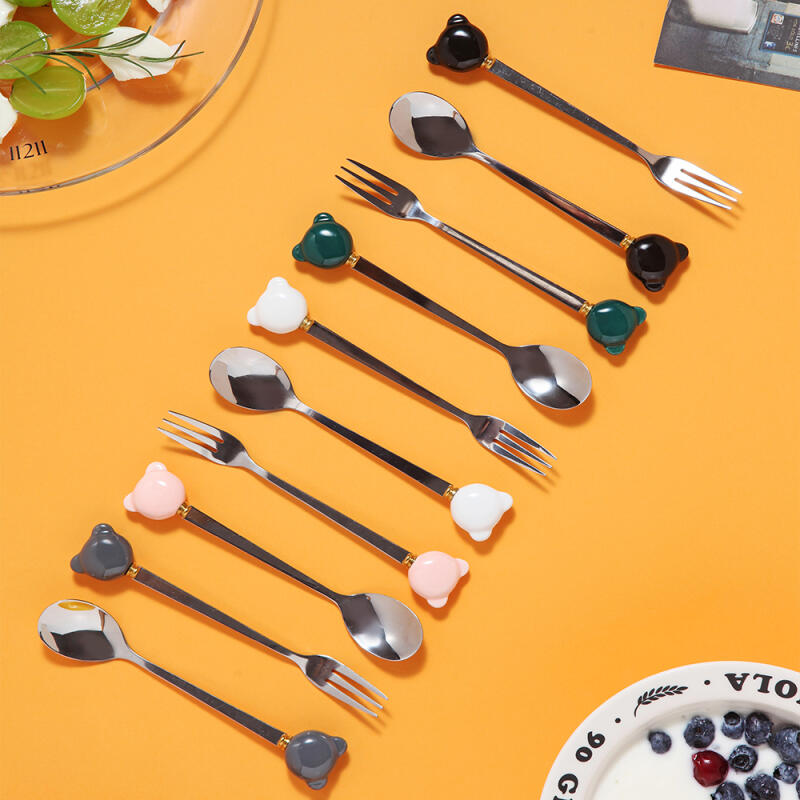 Vane Cutlery Animal Teaspoon Tea Fork (10 styles) teaspoon (pink)