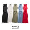 Fashion Style 2024 Summer New Arrival Women's Sleeveless Versatile Silk Satin Texture Midi Skirt Long Dress 2124305