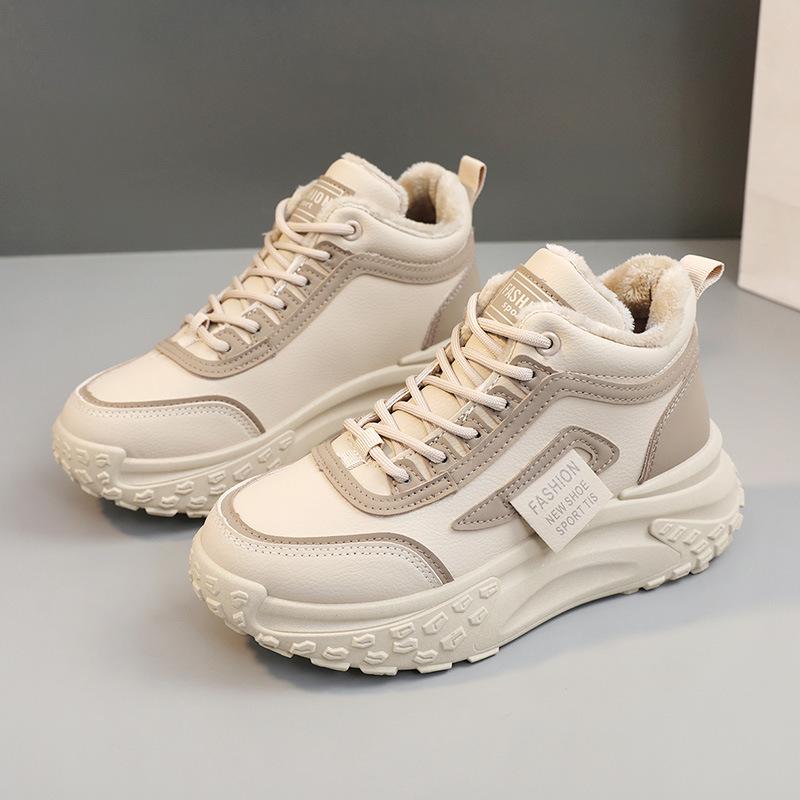 

[Customized] QB51 tide ins velvet high-top dad shoes for women s 2025 winter new student warm cotton shoes running 40