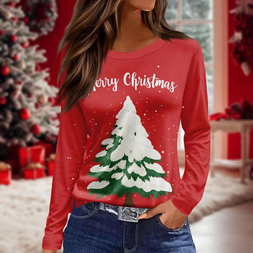 Women's Daily Casual Long-sleeved Printed O-neck Top