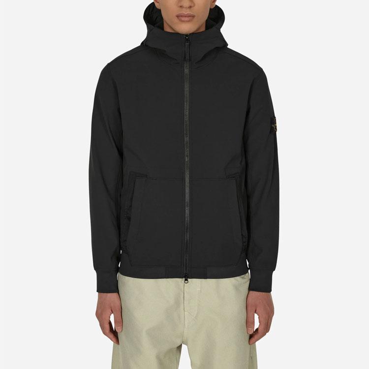 Stone Island Soft Shell Hooded Jacket Black Men Outerwear 7715Q0122-V0029