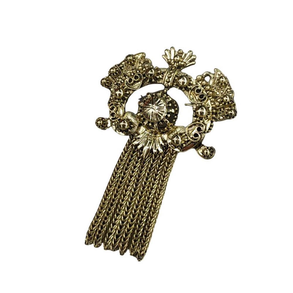 Vintage Gold Chain Fringed Brooch Medieval Jewelry Corsage Women'S Clothing Accessories Bronze Pin Clothing Accessories