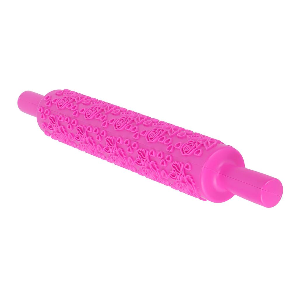 Rodillo de Fondant de Plástico con Relieve para Galletas Pasteles Decoración de PastelesRosa