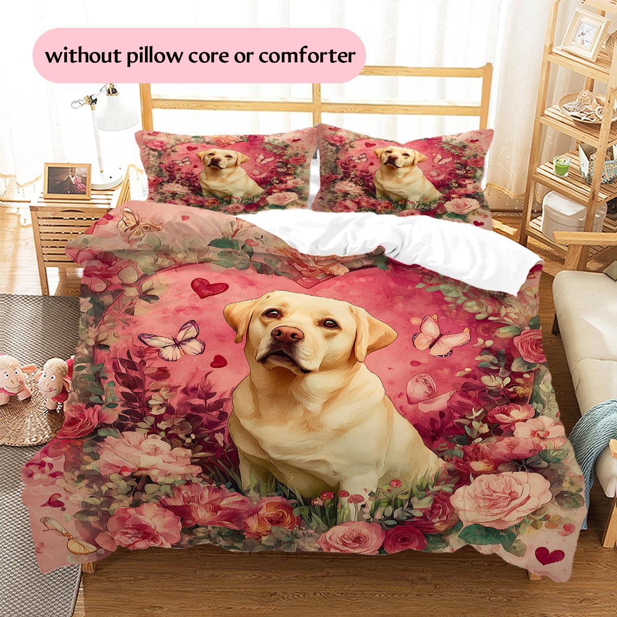 

Pink Labrador Pattern Bedding Home Decoration Birthday Gift (1 * duvet cover + 2 * pillowcase, without core) 135x200cm