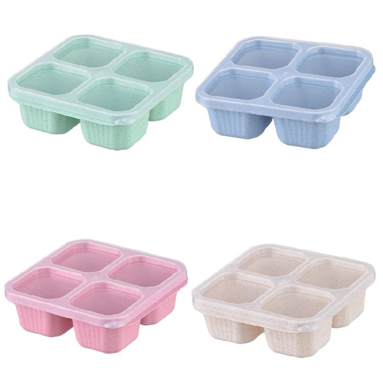 Plastic Snacks Tray with Clear Lid Stylish Dried Fruit Storage Box with 4 Compartments Reusable Food Storage Container