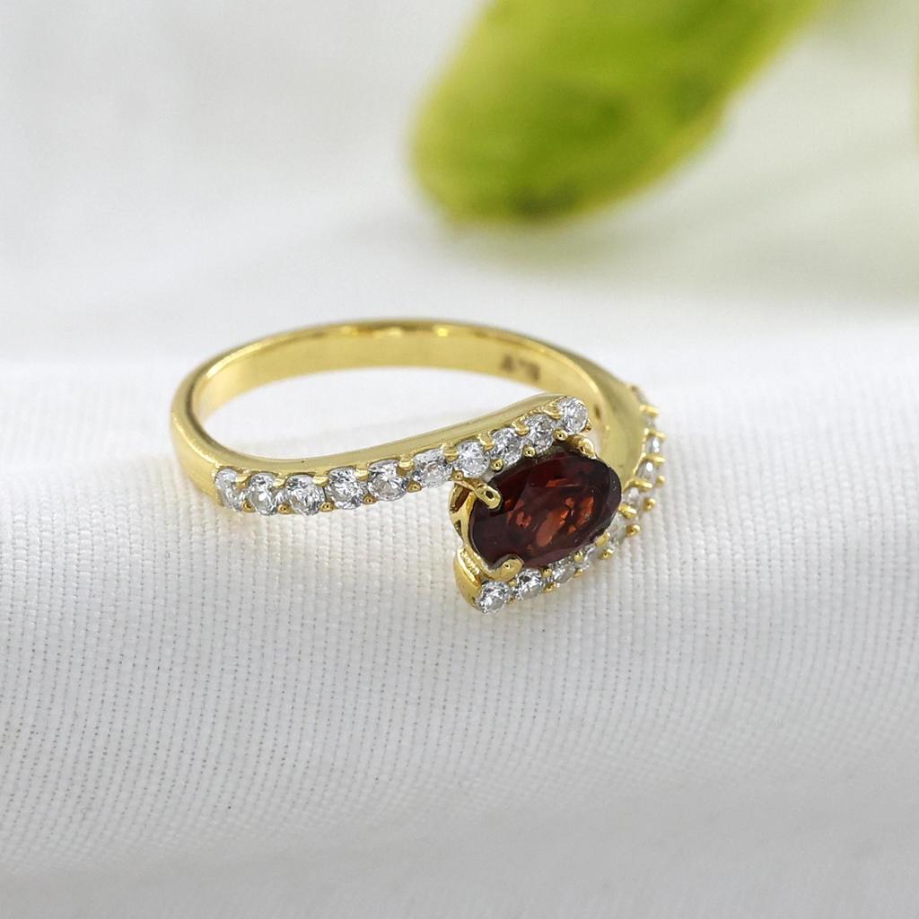 Silver Gold Plated Ring, January Birthstone Jewelry, Dainty Ring, Gift For Her