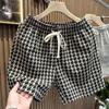 Summer Men's Clothing Print Plaid Shorts Straight Leg Casual Beach Pants Comfortable Pockets Lightweight Street Shorts