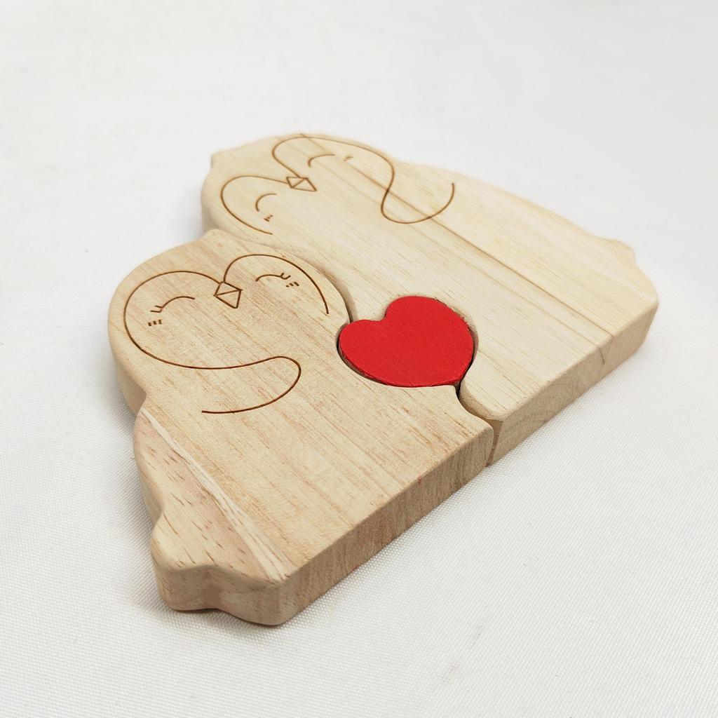 Cross-Border Wooden Little Penguin Family Puzzle Ornament - Festival Gift & Warm Family Decoration