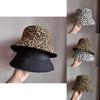 Outdoor-Fischerhut mit Leopardenmuster, beidseitig tragbar, mit breiter Krempe zum Sonnenschutz und für die Sommer-Mode