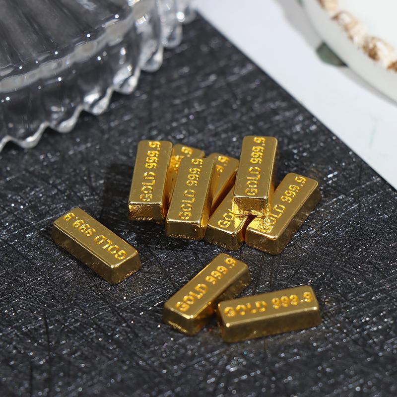

New 10Pcs/set 1:12 Dollhouse Miniature Gold Bars Coin Model Doll House Decor Toys