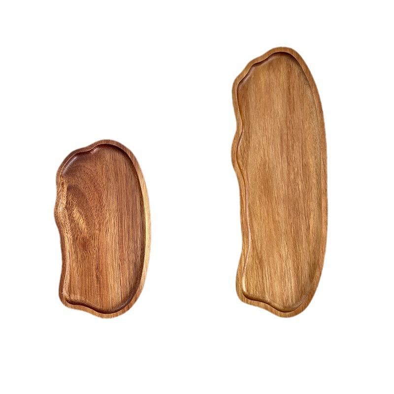 Cloud-Shaped Japanese Acacia Wood Tray for Tea, Coffee, Cake, and Desserts - Anti-Scald, Dinner, or Small Plate.