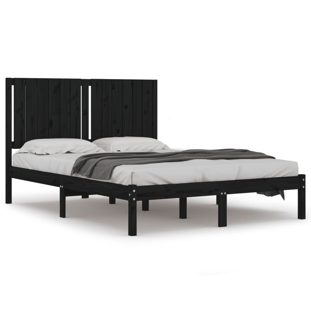 Solid Wood Bed Black Pine 140 x 190 cm