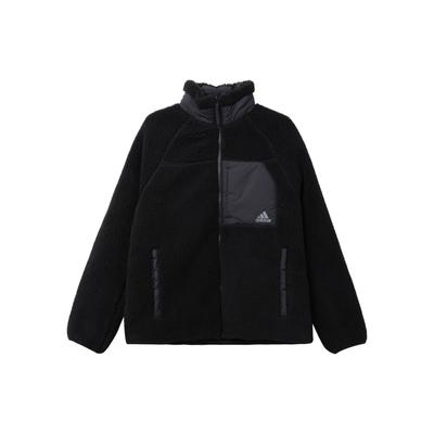 Giacca da Uomo Reversibile in Pile Sherpa Calda con Collo Alto a Maniche Lunghe in Cotone Giacche Nere HN2077