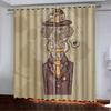 High-Density Blackout Curtains, Retro Yellowing Funny Series Digital Printing Blackout Curtains
