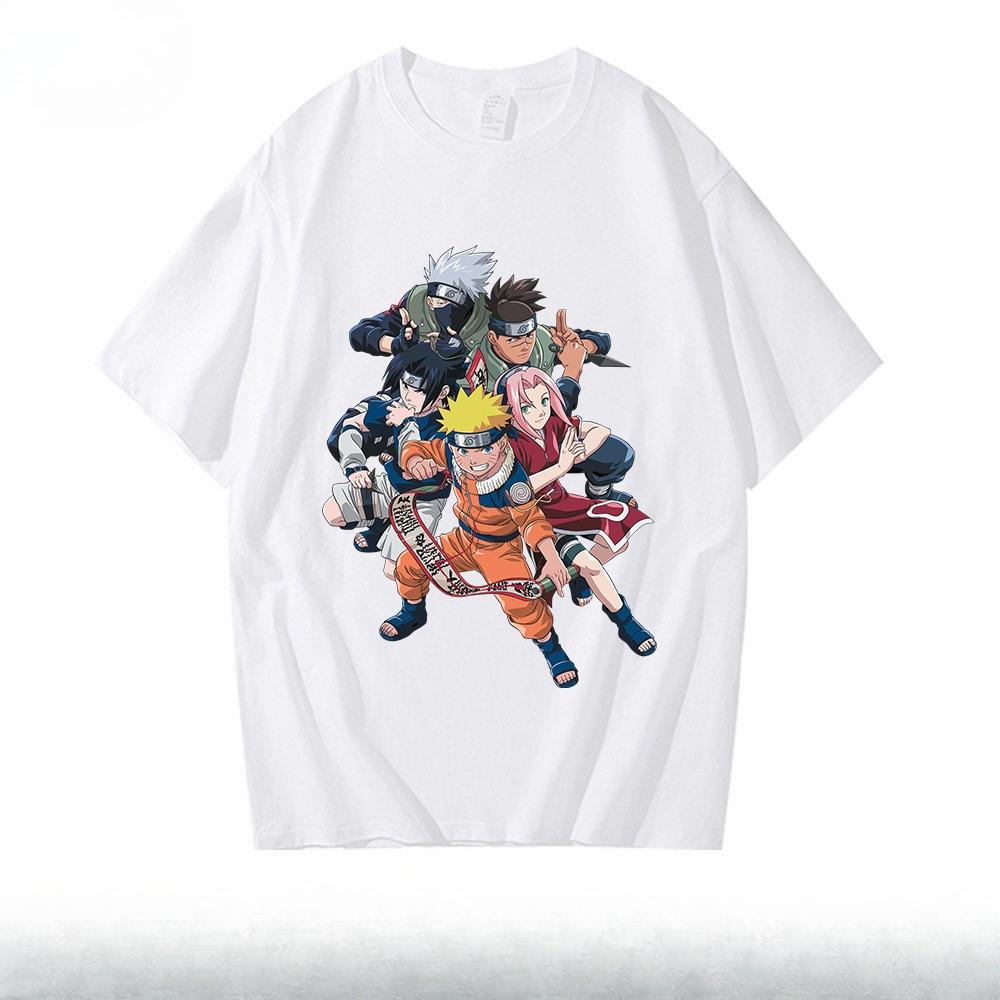 Trendy Brand Naruto Childrens Tshirt Summer New Anime Peripheral Printed Parentchild Outfit Pure Cotton Fashionable Tshirt