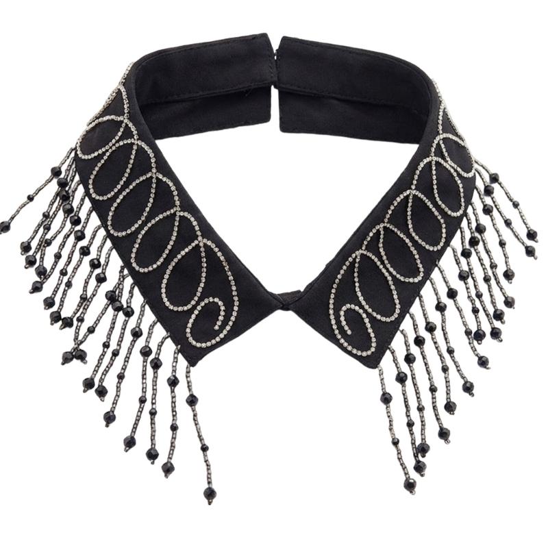 Elegant Beadwork Fringe Detachable Collar Fashion Accessory For Women And Girls Stylish Neckpiece Decorative Neckwear