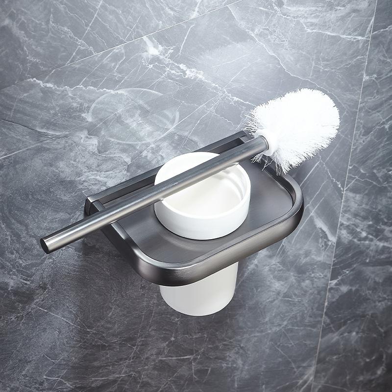 All copper gun gray bathroom towel rack, bath towel rack, light luxury bathroom rack, bathroom hardware pendant set.