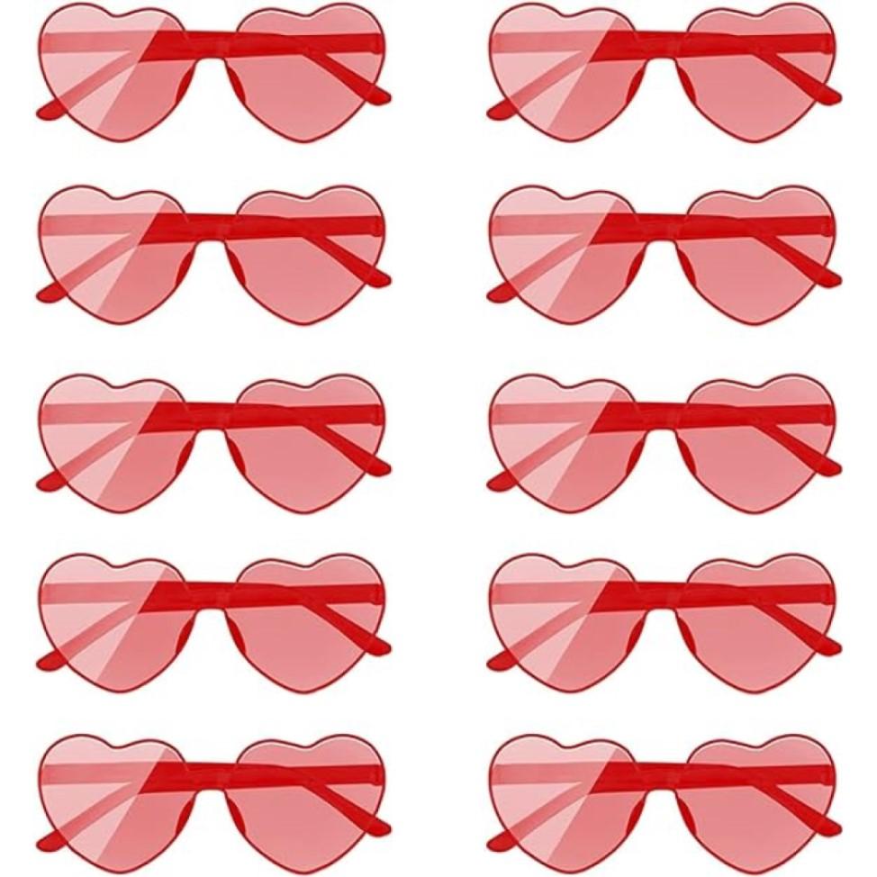 10 Pcs Heart-Shaped Glasses Party Favors, Plastic Novelty Eyewear, For Weddings, Birthdays, Anniversaries, Bachelor Parties