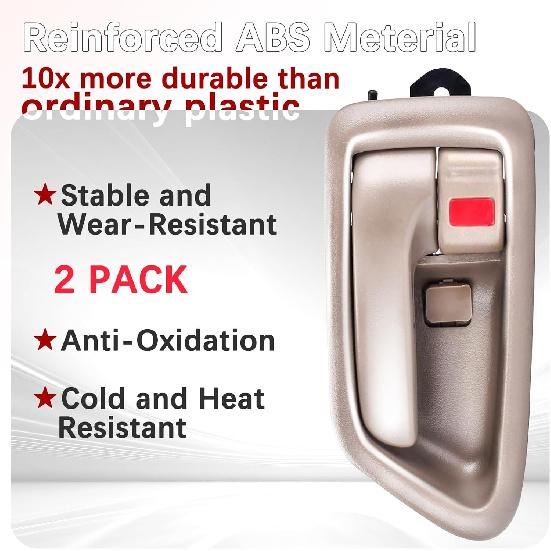 FAERSI 2Pcs Ide Interior Door Handle Front Rear Driver & Passenger Side Replacement For 1997 1998 1999 2000 2001 Toyota Camry Beige/Tan