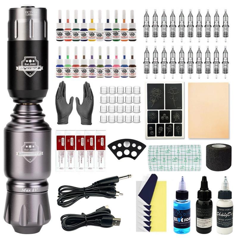 20 Color Tattoo Ink Set Integrated Tattoo Machine Complete Set Rocket Tattoo Pen Tattoo Tool Equipment