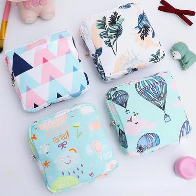 Frauen Tragbare Sanitär Serviette Tampon Lagerung Tasche Baumwolle Reise Make-Up Lagerung Tasche Literarischen Zipper Geldbörse Kleinigkeiten Lagerung