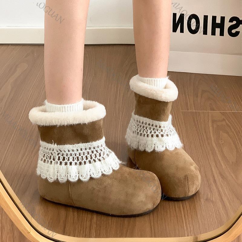 Autumn Winter New Women's Short Snow Boots Thickened Heightened Fleece Lined Warm Slip-on Cozy Casual Cotton Shoes for Women