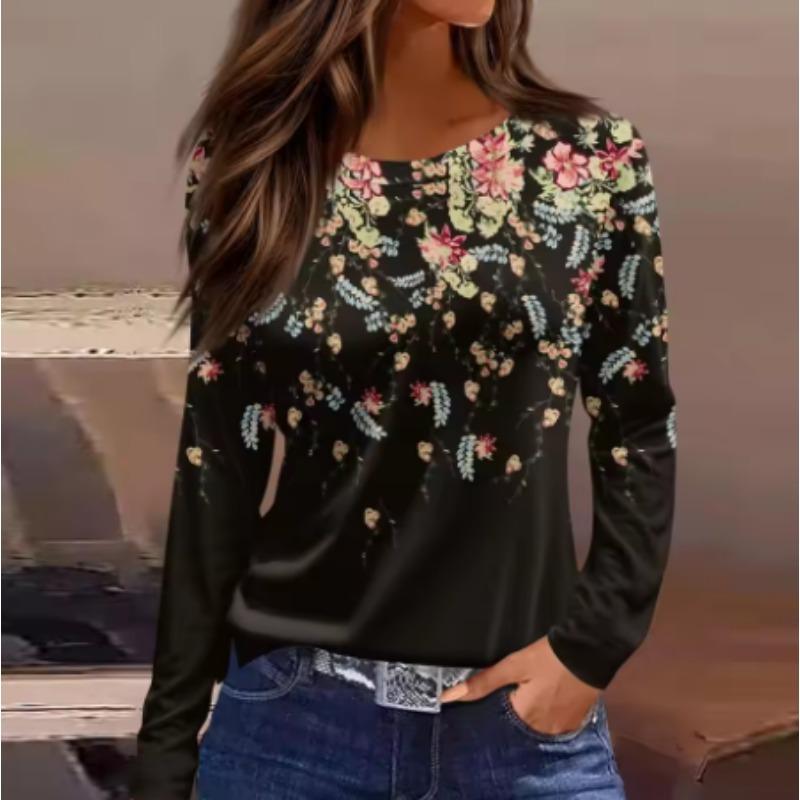 Bohemian Bird Floral Print Long Sleeve Tee