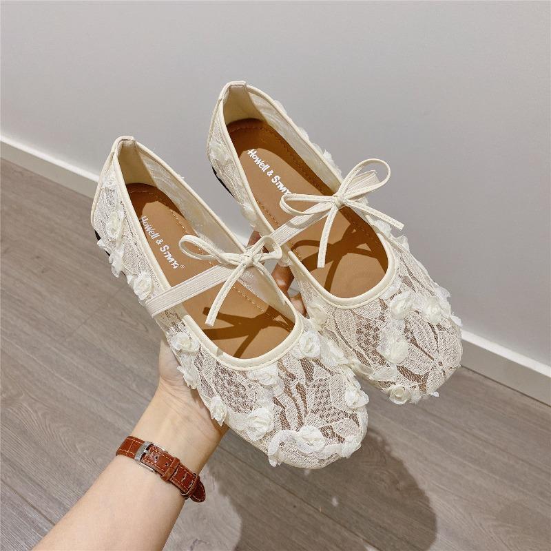 2026 Frühling Spitze Blume Damen Mary Jane Schuhe Mode Slip-On Komfort Straßenstil Weiche Sohle Damen Kleider flache Schuhe