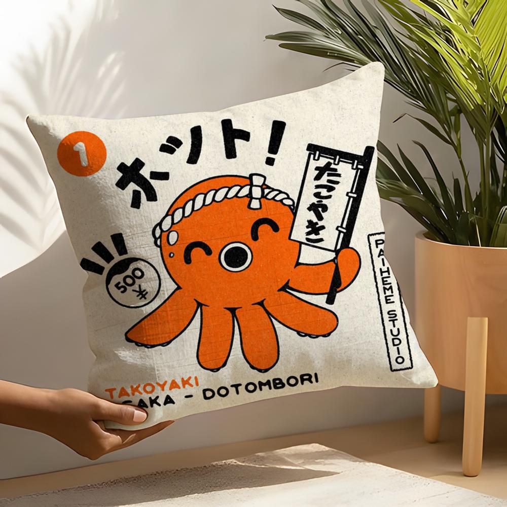 Takoyaki Japanese Food Pillow Case Home Living Room Decoration Linen Pillow Cases Cushion Cover