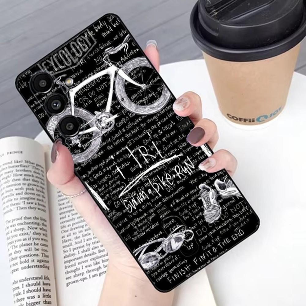 Triathlon Tri Life Swim Bike Run Phone Case For Samsung S 25,24,21,22,23,30,20,Ultra,Plus,Fe,Lite,Note,10,9,5G Black Soft