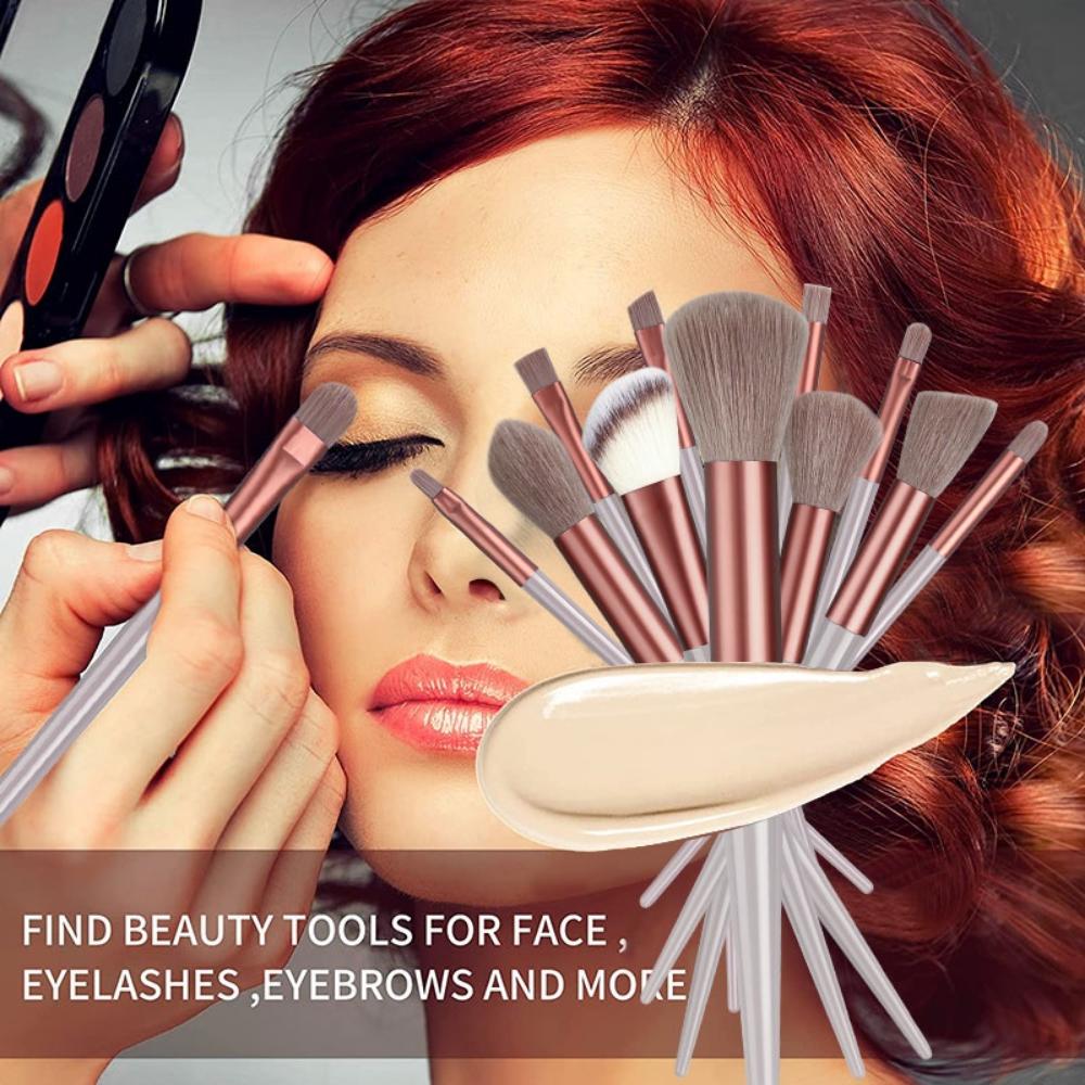 13PCS / Set with Bag Face Styling Tools Beauty Styling Tools for Cosmetics Foundation Portable Travel Makeup Brush Soft Set, Eye Brush Face Makeup