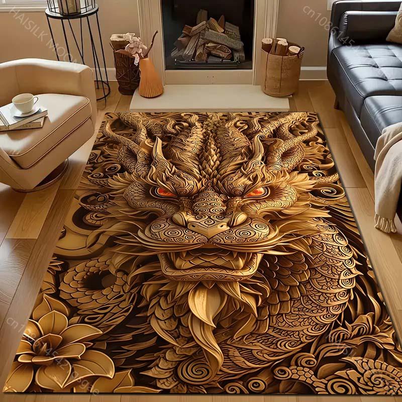 Nuovo sul Tappeto Stampato con il Misterioso Totem del Drago! Tappetino Antiscivolo Isolante Acustico per Ingresso Soggiorno Camera da Letto, Tappeti per Divano