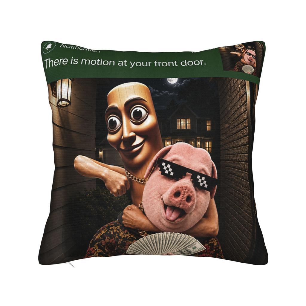 Tung Sahur John Pork Neegy Doorbell Meme Theres Motion Meme Pillow Case Print Pillow Cover Pillowcases For Couch Sofa Bedroom