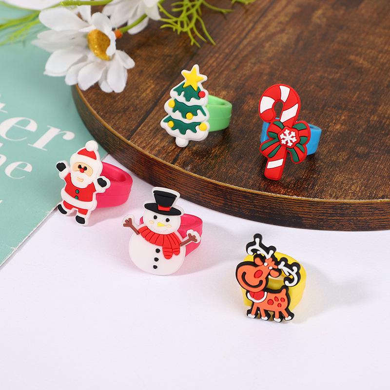 Weihnachtsmann PVC Gummi Weihnachtsring Spielzeug für DIY Schmuck