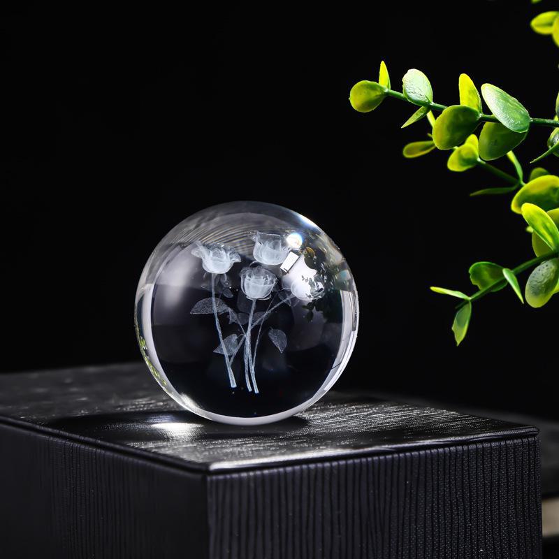 "40 Crystal Ball Ornaments: Rainy Day Clouds, Sun, Galaxy Design - Laser Engraved Cube for Home Decor and Gifts"