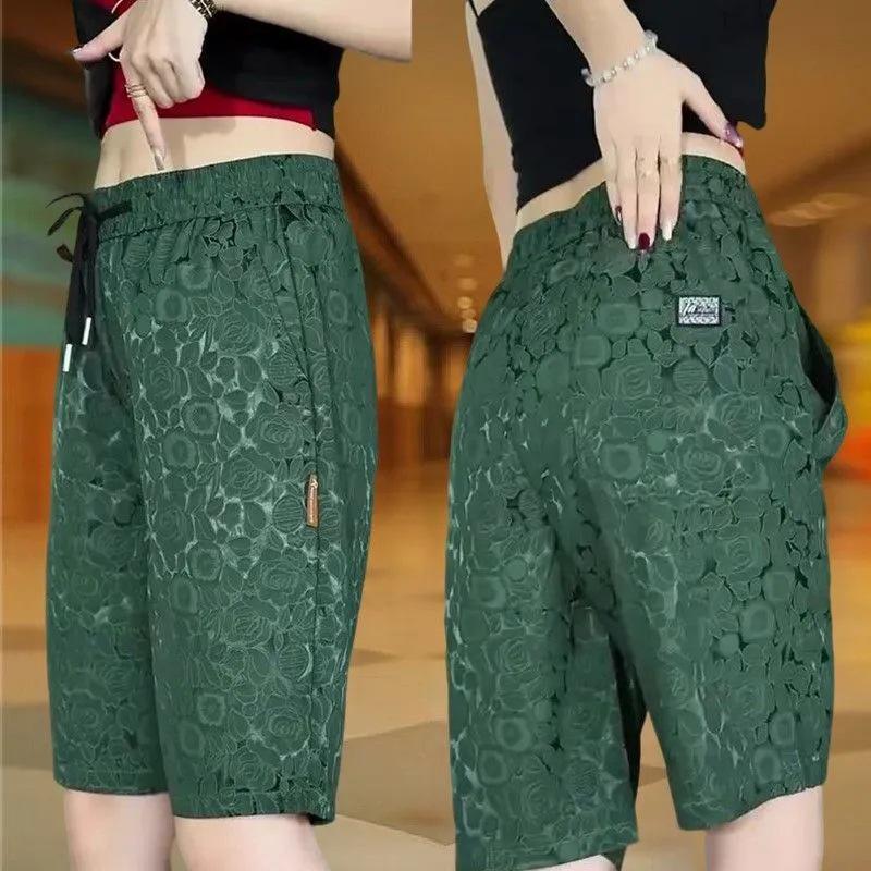 

Women s Quick-Dry Ice Silk Sports Shorts - Lightweight, Slimming, Plus Size, Versatile Summer Five-Point Casual Pants XL