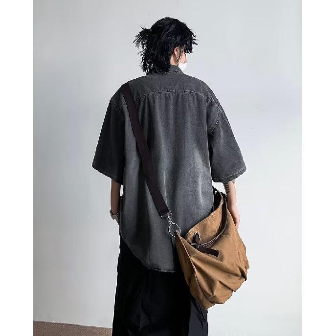Summer Clothing Men'S Retro Casual Shirt Student Loose Niche Design Fun New Men'S Top For Outdoor Wear