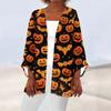 Women's Casual And Fashionable Halloween Printed Lightweight Mid Length Jacket Cardigan